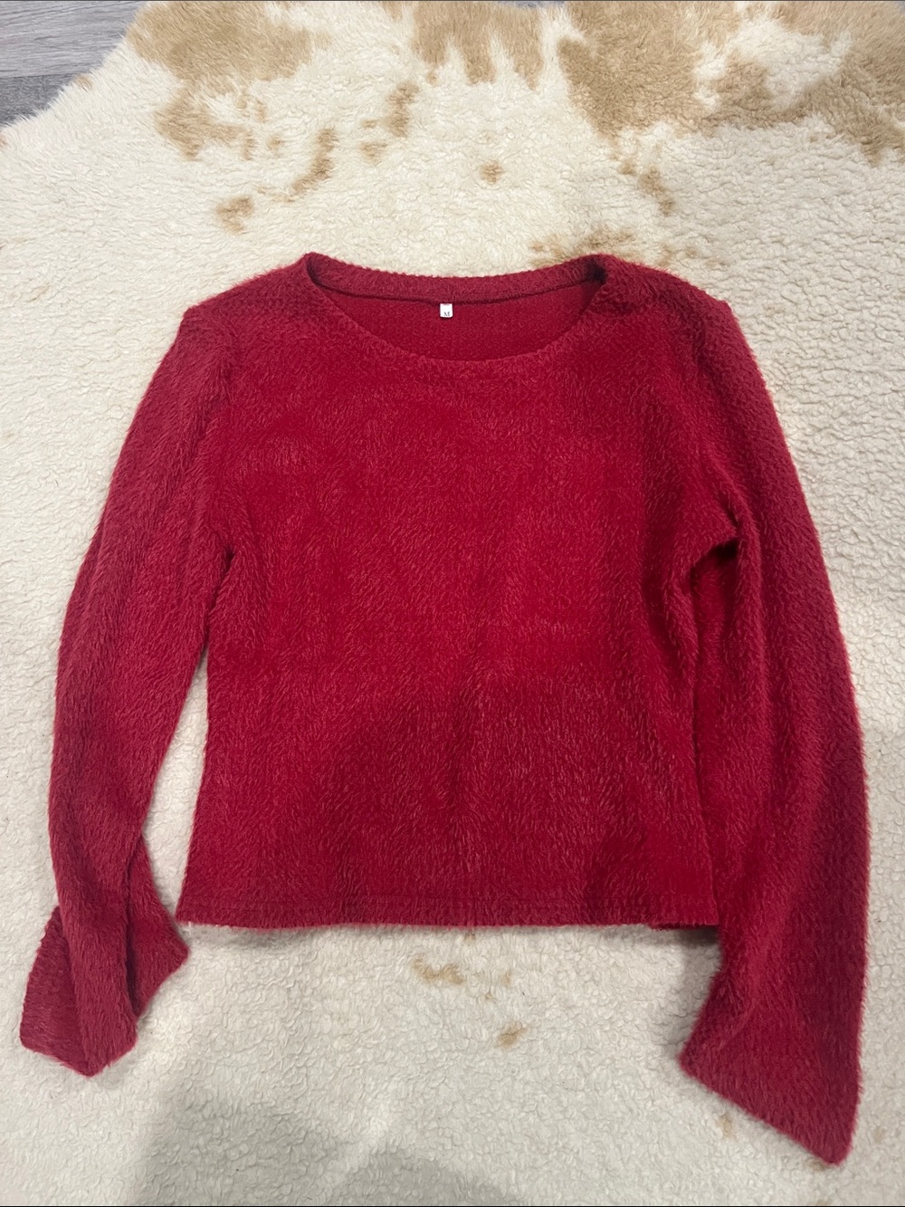 Fuzzy Cropped Red Sweater